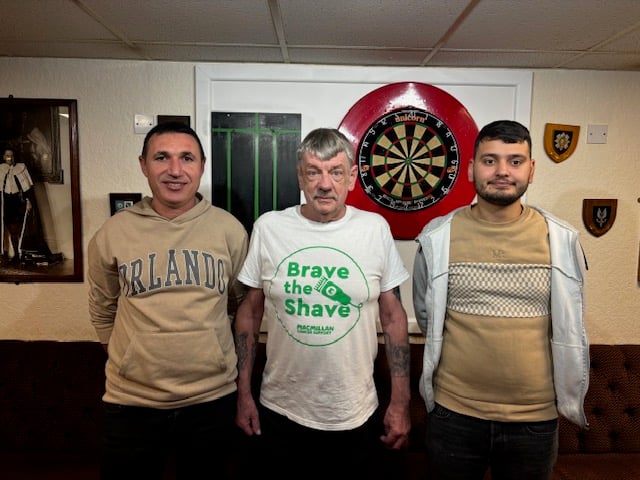 Erham Böke and Ali Yilmaz from Taji Turkish Barbers volunteered to wield the scissors at Glynn Smith's charity hair cut.