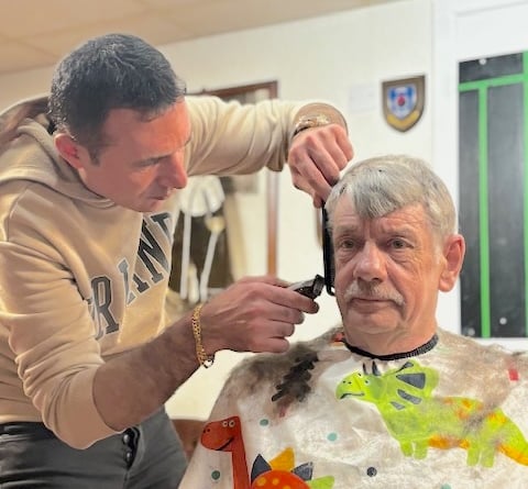 Taji Turkish Barbers cut Glynn Smith's hair for free