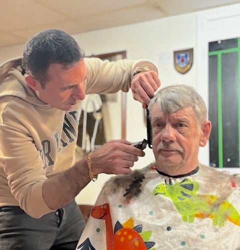 Taji Turkish Barbers cut Glynn Smith's hair for free