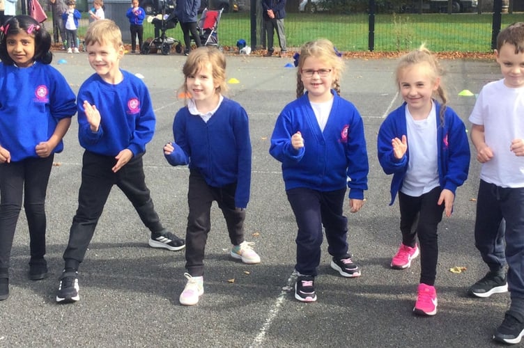 Children from All Saints Marsh primary school taking part in the fun run. 