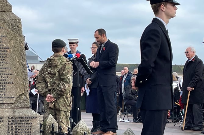 Jamie Redfern from Teignmouth Baptist Church leads the Teignmouth Remembrance Service