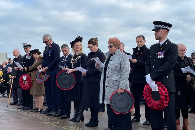 Dignitaries prepare to lay their wreaths at the Teignmouth Remembrance Sunday service 2024