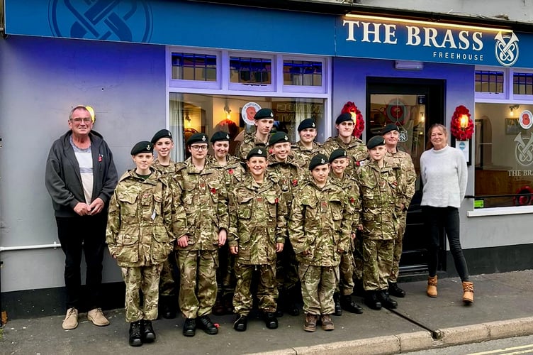 Alan and Mandy Riley are helped with the Poppy Appeal by a band of volunteers including Teignmouth's Army Cadets.