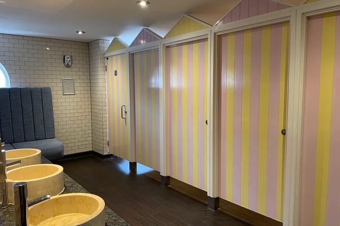 Beach hut toilets at the Jolie Brise in Teignmouth