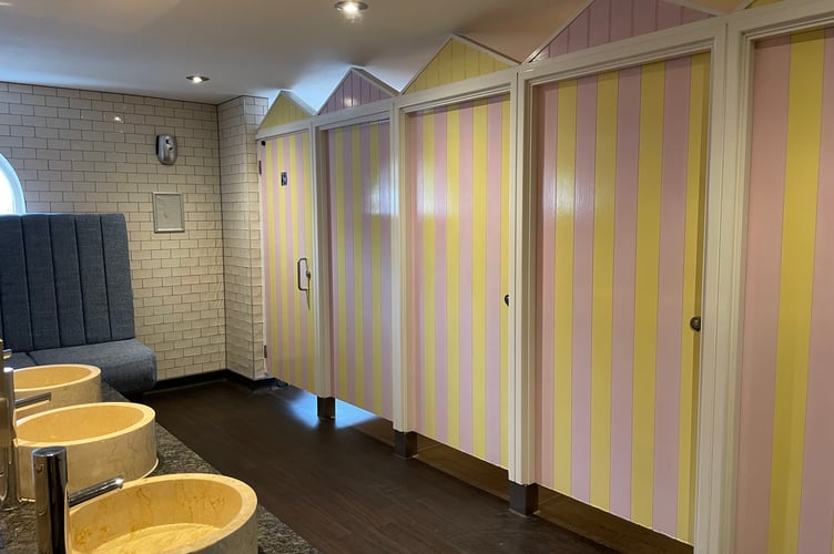 Beach hut toilets at the Jolie Brise in Teignmouth