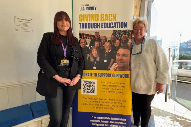 Hair In The Commumity comes to Strand Centre in Dawlish. Pictured are left, Rhiannon Belcher with Mary Pugsley. Photo Bob Simpson 