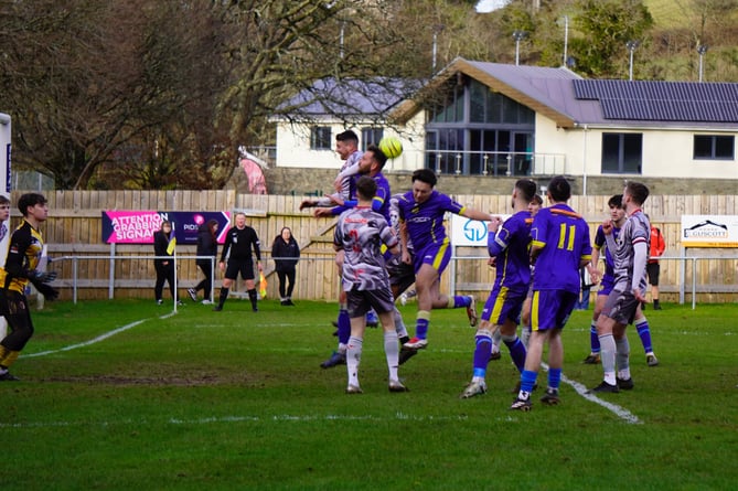 Action from Okehampton Argyle vs Bovey Tracey AFC