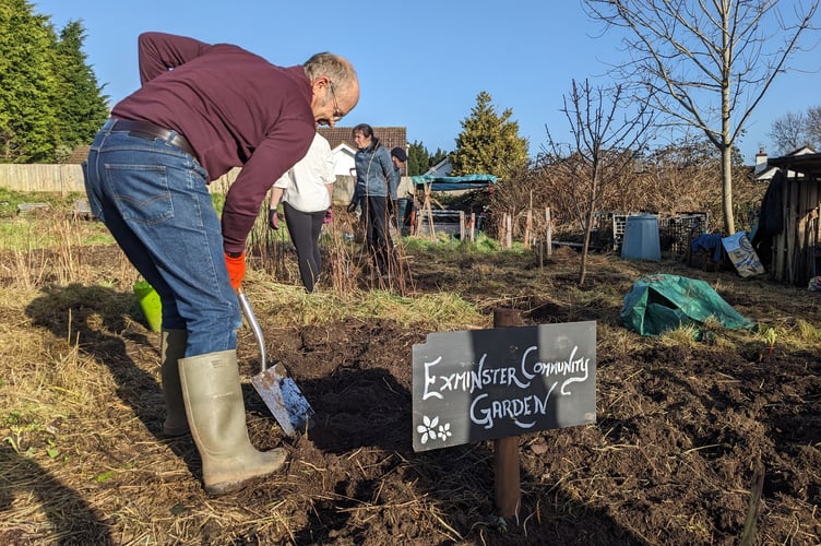 Volunteers at work at Exminster Community Garden. Photo Exminster Online