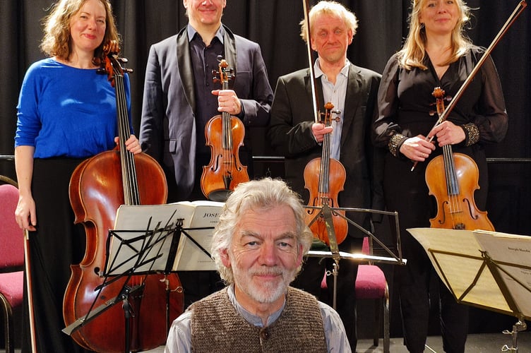 Callino Quartet after their performance for NADSA Concerts with composer Mike Greenway