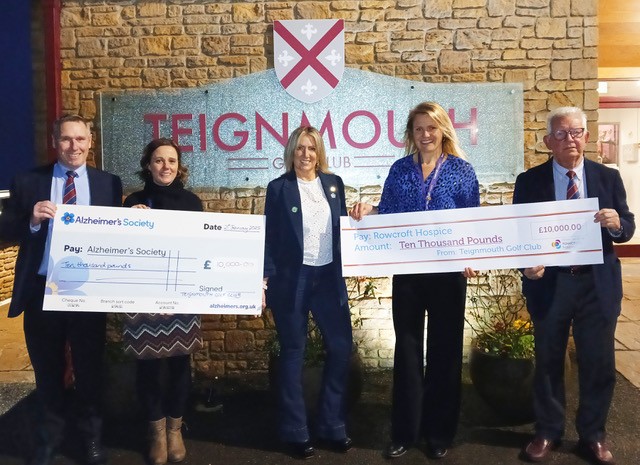 Teignmouth GC captains pass over charity cheques