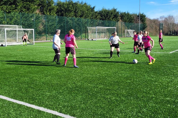 Dawlish women's walking football in March