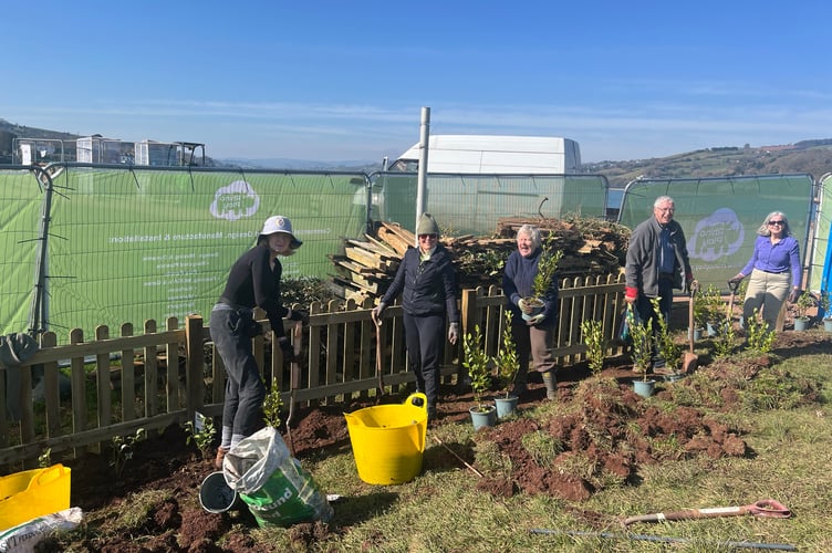 Volunteers from the Friends of Homeyards Botanical Gardens planting the new play park in Shaldon